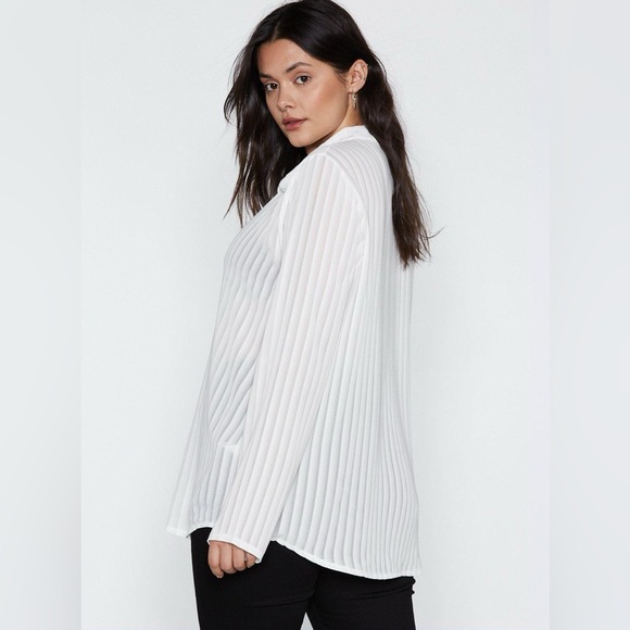 Nasty Gal Tops - NWT Nasty Gal Mesh Stripe Blouse - size 2